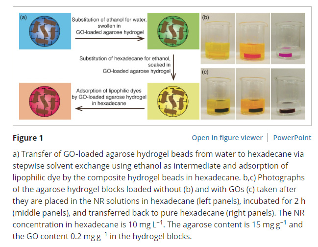 Hydrogel‐Assisted Transfer of Graphene Oxides into Nonpolar Organic Media for Oil Decontamination